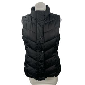 GAP Women's Black Chevron Quilted Sleeveless Gilet Vest Puffer Coat Jacket Sz M